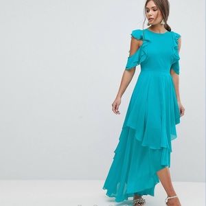 NEW w/tags - ASOS Ruffle Sleeve Cut Out Back Maxi Dress